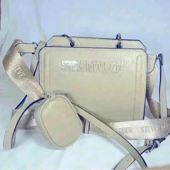 Steve Madden Chalk Bevelyn  w/AirPod Case Crossbody Bag Purse Satchel - Picture 4 of 11